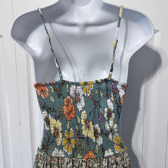 BOG Collective-Women's Spaghetti Adjust. Straps-Floral Dress-Small-Ruching Waist - Picture 11 of 16